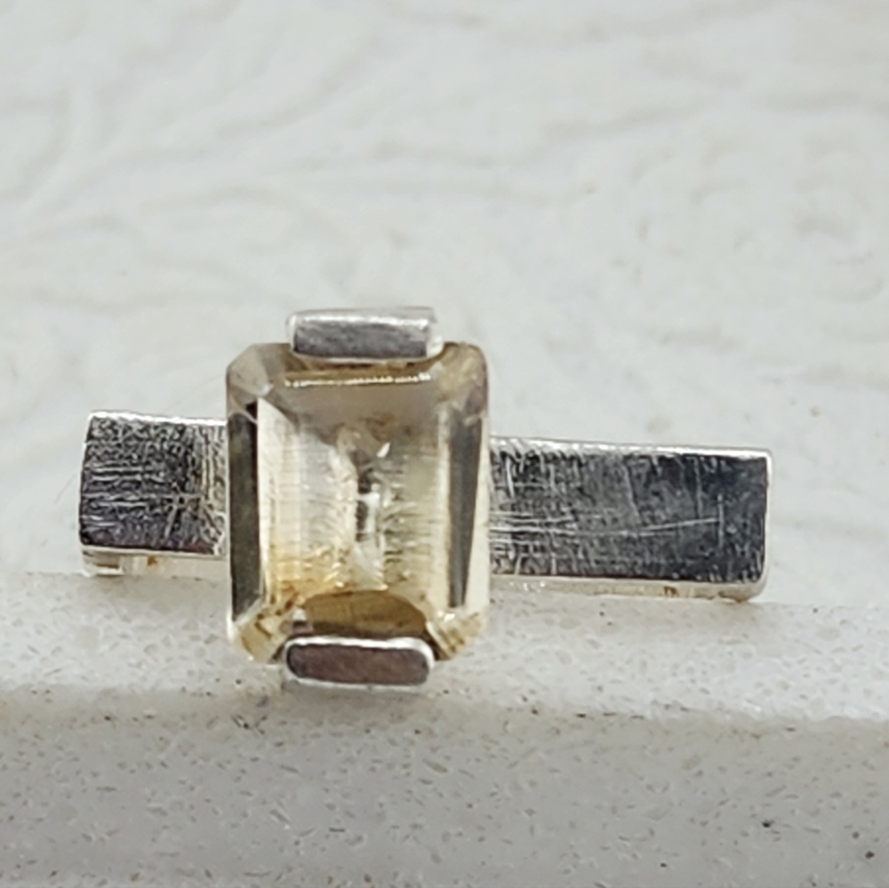 AVANT GARDE CITRINE EMERALS CUT RING HANDMADE IN STERLING SILVER SZ 7 - Picture 5 of 13
